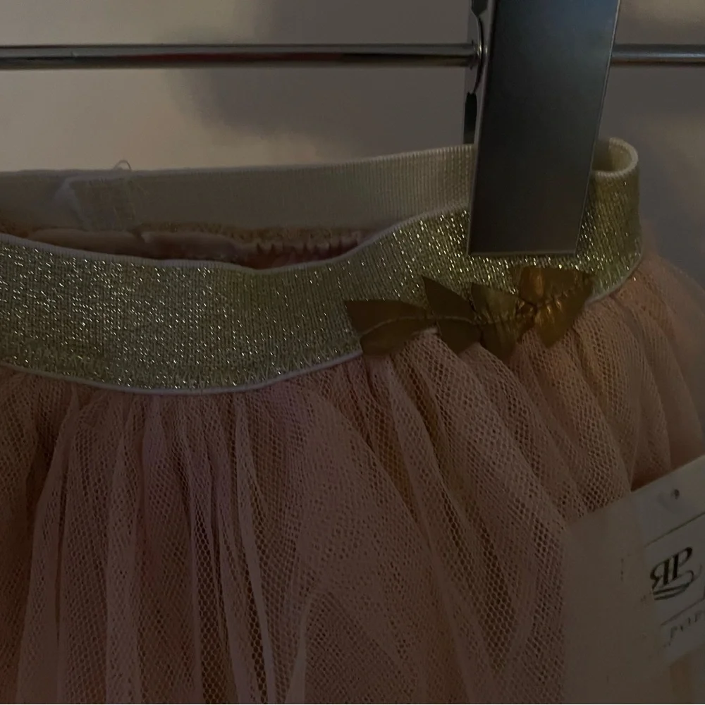 NWT Rosie Pope Girls' Mesh Tutu Blush Rose Gold & Gold Size 12M